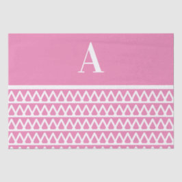 Monogram Pastel Roze Patroon Kerstmis Tissuepapier