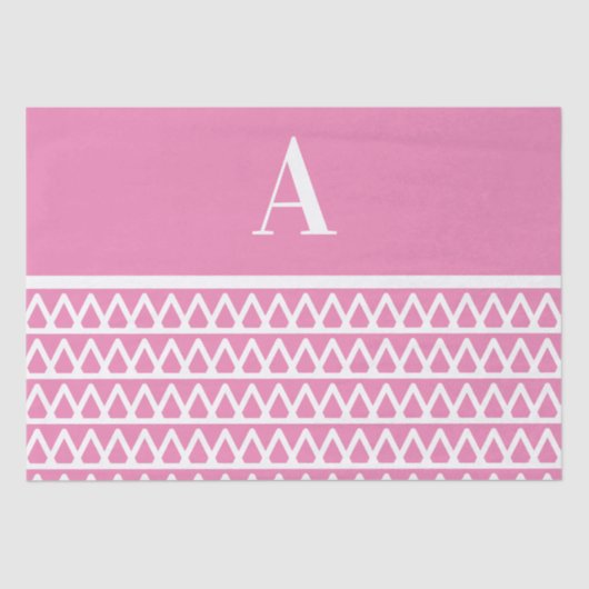Monogram Pastel Roze Patroon Kerstmis Tissuepapier (Voorkant)