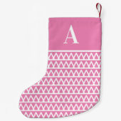 Monogram Pastel Roze Patroon Tweezijdig Kleine Kerstsok (Achterkant)
