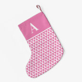 Monogram Pastel Roze Patroon Tweezijdig Kleine Kerstsok (Achterkant (Hangend))