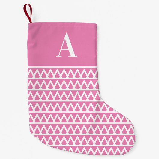 Monogram Pastel Roze Patroon Tweezijdig Kleine Kerstsok (Voorkant)