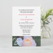 Monogram Pastel Roze Roos Liefde  Kaart (Staand voorkant)