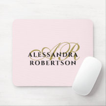 Monogram Pastel Roze Stijlvol Goud Zwart Minimalis