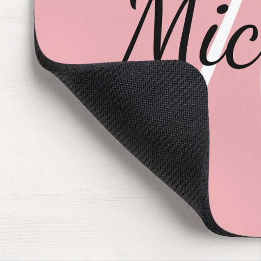 Monogram Pastel Roze & Wit voeg Jouw naam toe Muismat (Hoek)