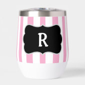 Monogram Pastel Roze Witte Cabana Strepen (Voorkant)