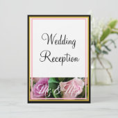 Monogram Pastel Rozen Mr. en Mrs. Kaart (Staand voorkant)