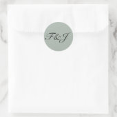 Monogram  Pastel Sage Groene Bruiloft Ronde Sticker (Tas)