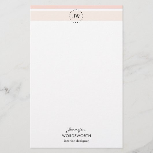 Monogram Pastel Stripes Professional Stationery Briefpapier (Voorkant)