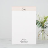 Monogram Pastel Stripes Professional Stationery Briefpapier (Staand voorkant)