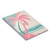 Monogram pastel tropisch strand roze en blauwgroen notitieboek (Rechterzijde)