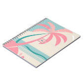 Monogram pastel tropisch strand roze en blauwgroen notitieboek (Linkerzijde)