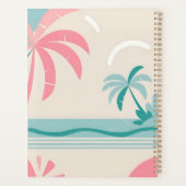 Monogram pastel tropisch strand roze en blauwgroen planner (Achterkant)