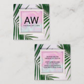 Monogram Pastel Vloeibaar | Plafond palm Vierkante Visitekaartje (Voorkant / Achterkant)