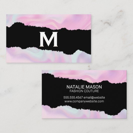 Monogram |  Pastel Vloeibare Achtergrond | Gescheu Visitekaartje (Voorkant / Achterkant)
