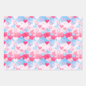 Monogram pastel Waterverf hart roze blauw elegant Inpakpapier Vel (Voorkant)