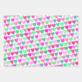 Monogram pastel Waterverf hart roze blauw elegant Inpakpapier Vel (Voorkant 3)