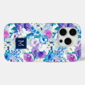 Monogram pastel Waterverven bloemenpatroon Case-Mate iPhone Case (Achterkant (horizontaal))