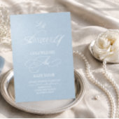 Monogram pastelblauw luxe trouwfeest kaart