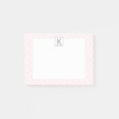 Monogram Pastelroze vierkant patroon met grijs Post-it® Notes (Voorkant)
