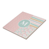 Monogram - Patchwork Hearts Regenboog Keramische T Tegeltje (Zijkant)