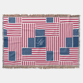 Monogram Patriottische Amerikaanse Vlag Americana Deken