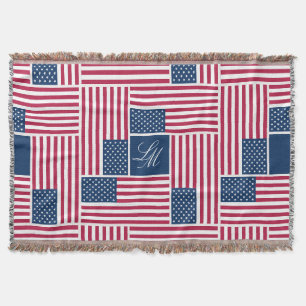 Monogram Patriottische Amerikaanse Vlag Americana Deken