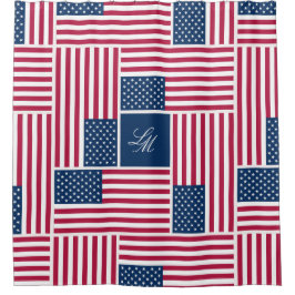 Monogram Patriottische Amerikaanse Vlag Americana Douchegordijn