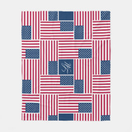 Monogram Patriottische Amerikaanse Vlag Americana Fleece Deken