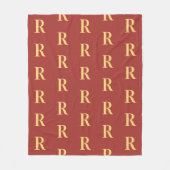 Monogram patroon bruin goud fleece deken (Voorkant)