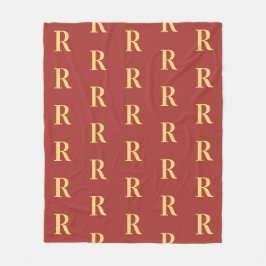 Monogram patroon bruin goud fleece deken