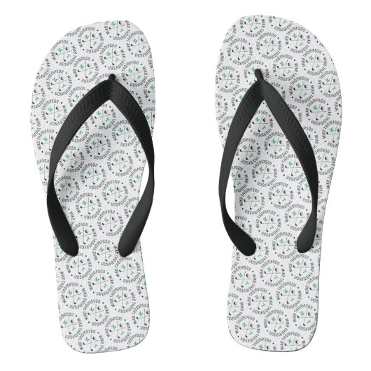 Monogram Patroon Golfer's Persoonlijke naam Teenslippers (Voetbed)