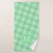 Monogram patroon groene cirkels badhanddoek (Badhanddoek)