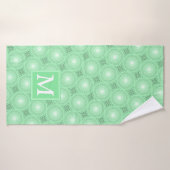 Monogram patroon groene cirkels badhanddoek (Badhanddoek)