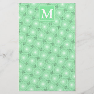 Monogram patroon groene cirkels briefpapier