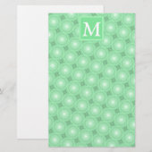 Monogram patroon groene cirkels briefpapier (Voorkant / Achterkant)