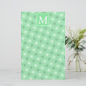 Monogram patroon groene cirkels briefpapier (Staand voorkant)