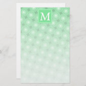 Monogram patroon groene cirkels briefpapier (Voorkant / Achterkant)