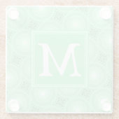 Monogram patroon groene cirkels glazen onderzetter (Achterkant)