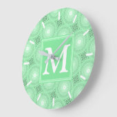 Monogram patroon groene cirkels grote klok (Hoek)