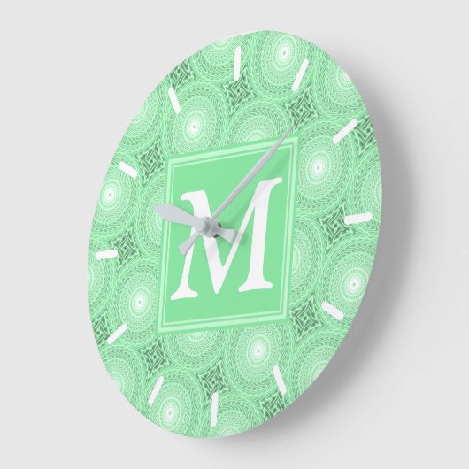 Monogram patroon groene cirkels grote klok (Hoek)