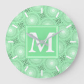 Monogram patroon groene cirkels grote klok (Voorkant)
