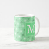 Monogram patroon groene cirkels koffiemok (Voorkant rechts)
