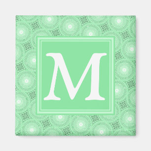 Monogram patroon groene cirkels magneet
