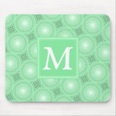 Monogram patroon groene cirkels muismat (Voorkant)