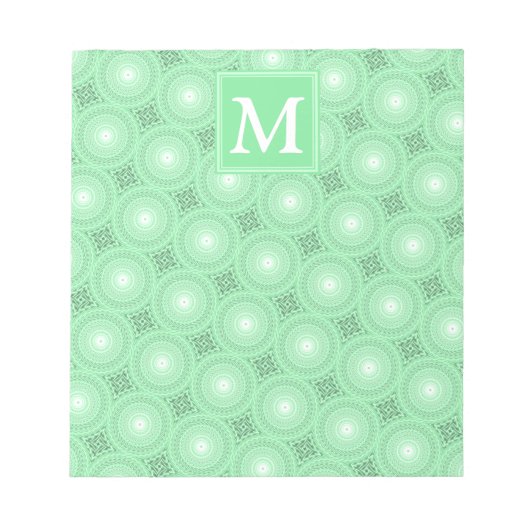 Monogram patroon groene cirkels notitieblok (Voorkant)