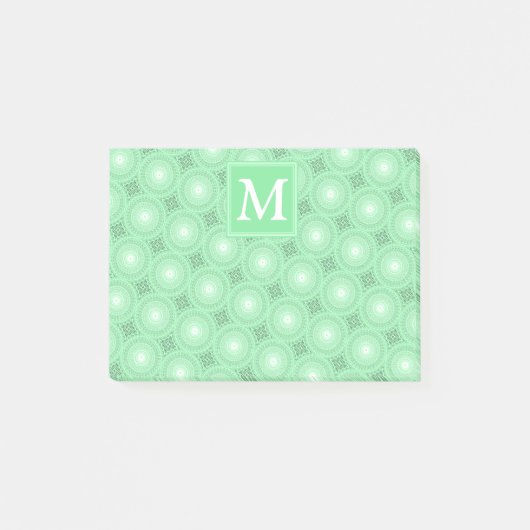 Monogram patroon groene cirkels post-it® notes (Voorkant)