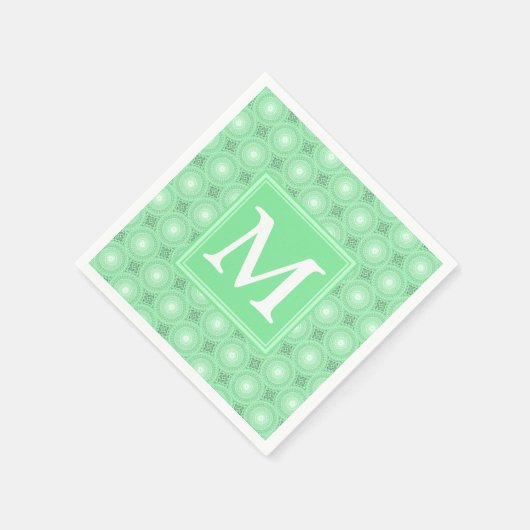 Monogram patroon groene cirkels servet (Hoek)