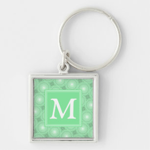 Monogram patroon groene cirkels sleutelhanger