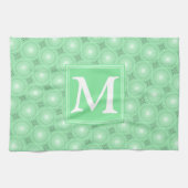 Monogram patroon groene cirkels theedoek (Horizontaal)