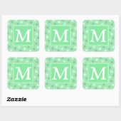 Monogram patroon groene cirkels vierkante sticker (Vel)